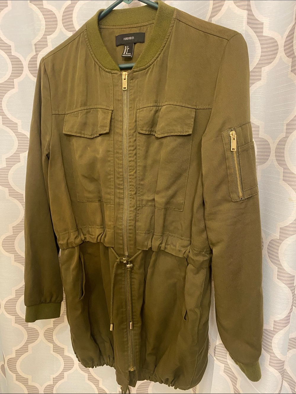Forever 21 Olive Utility Drawstring Jacket
